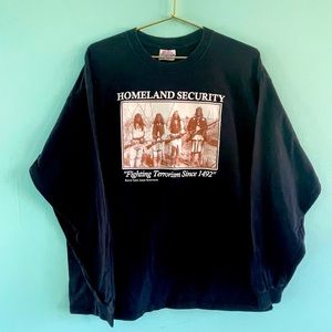 Vintage Homeland Security Native American Shirt Long Sleeve American Indian XL